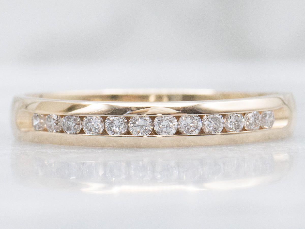 Channel-Set Diamond Yellow Gold Wedding Band
