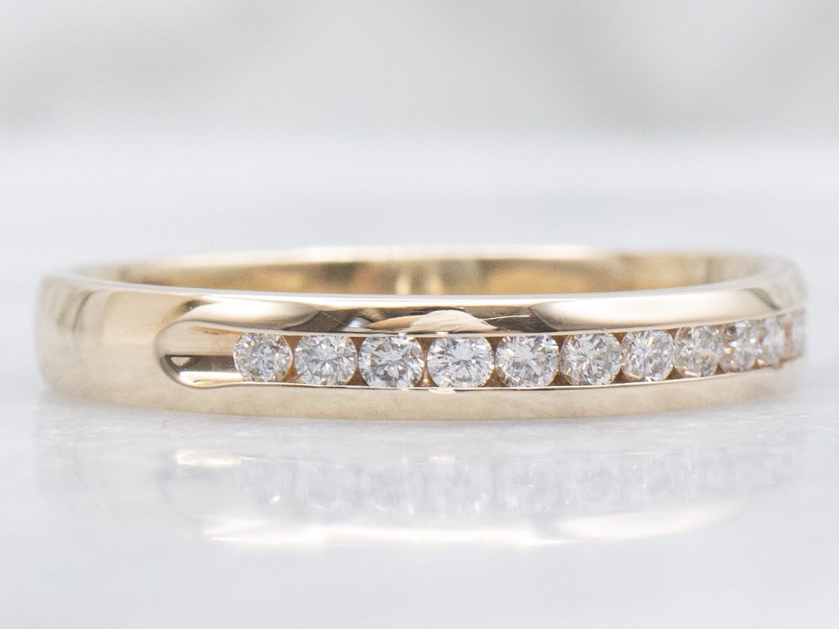 Channel-Set Diamond Yellow Gold Wedding Band
