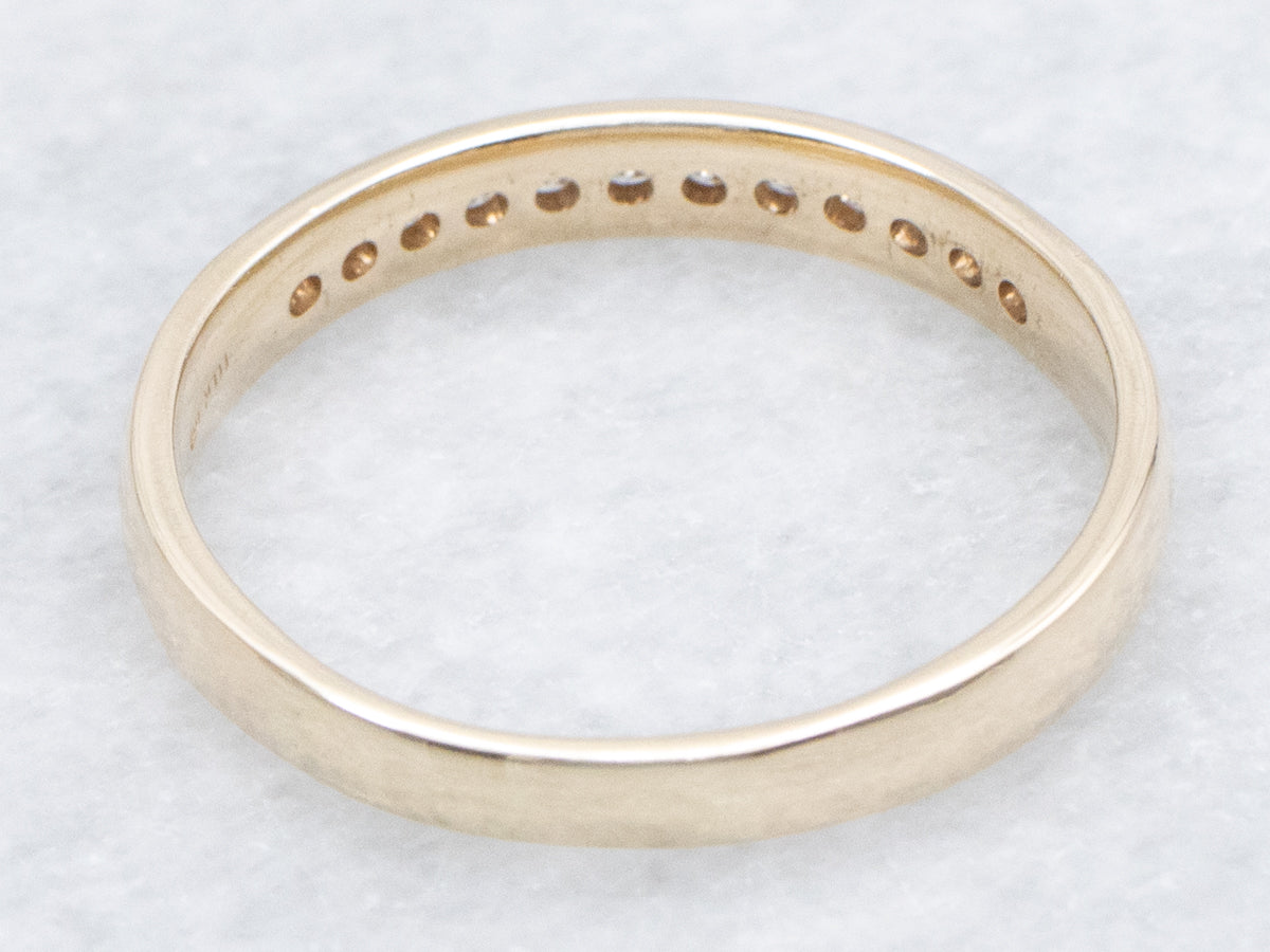 Channel-Set Diamond Yellow Gold Wedding Band