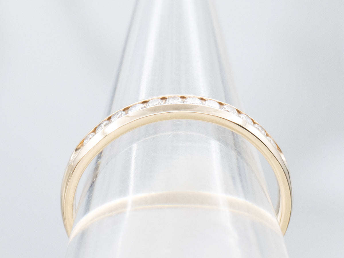 Channel-Set Diamond Yellow Gold Wedding Band