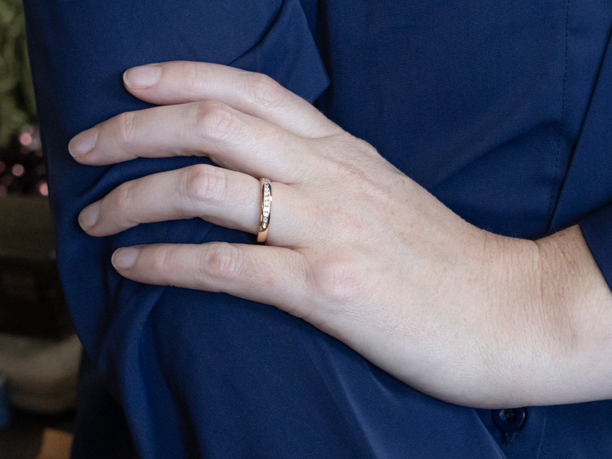 Channel-Set Diamond Yellow Gold Wedding Band