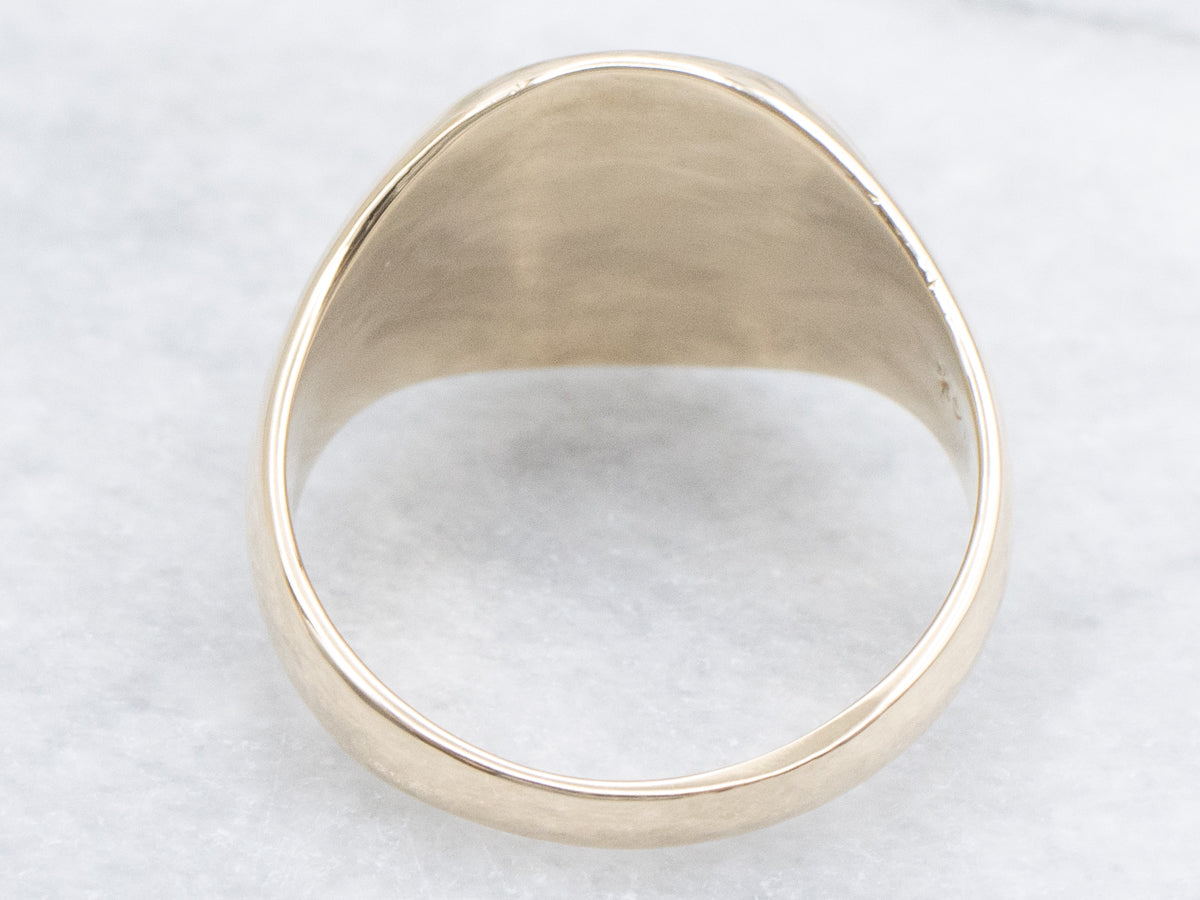 Plain Oval-Top Yellow Gold Signet Ring