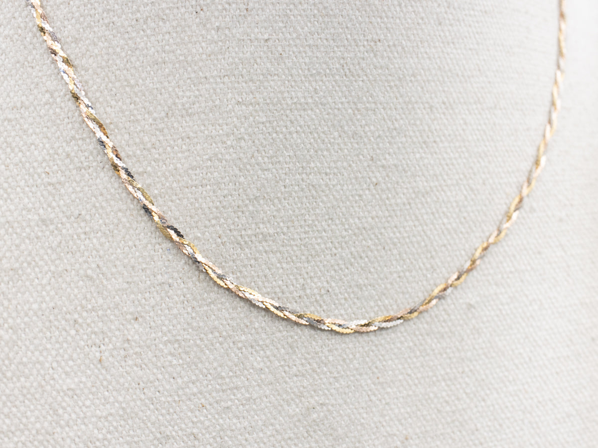 Italian Tri-Color Gold Braided Serpentine Chain