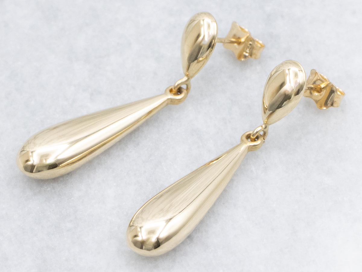 18-Karat Yellow Gold Puffed Teardrop Earrings