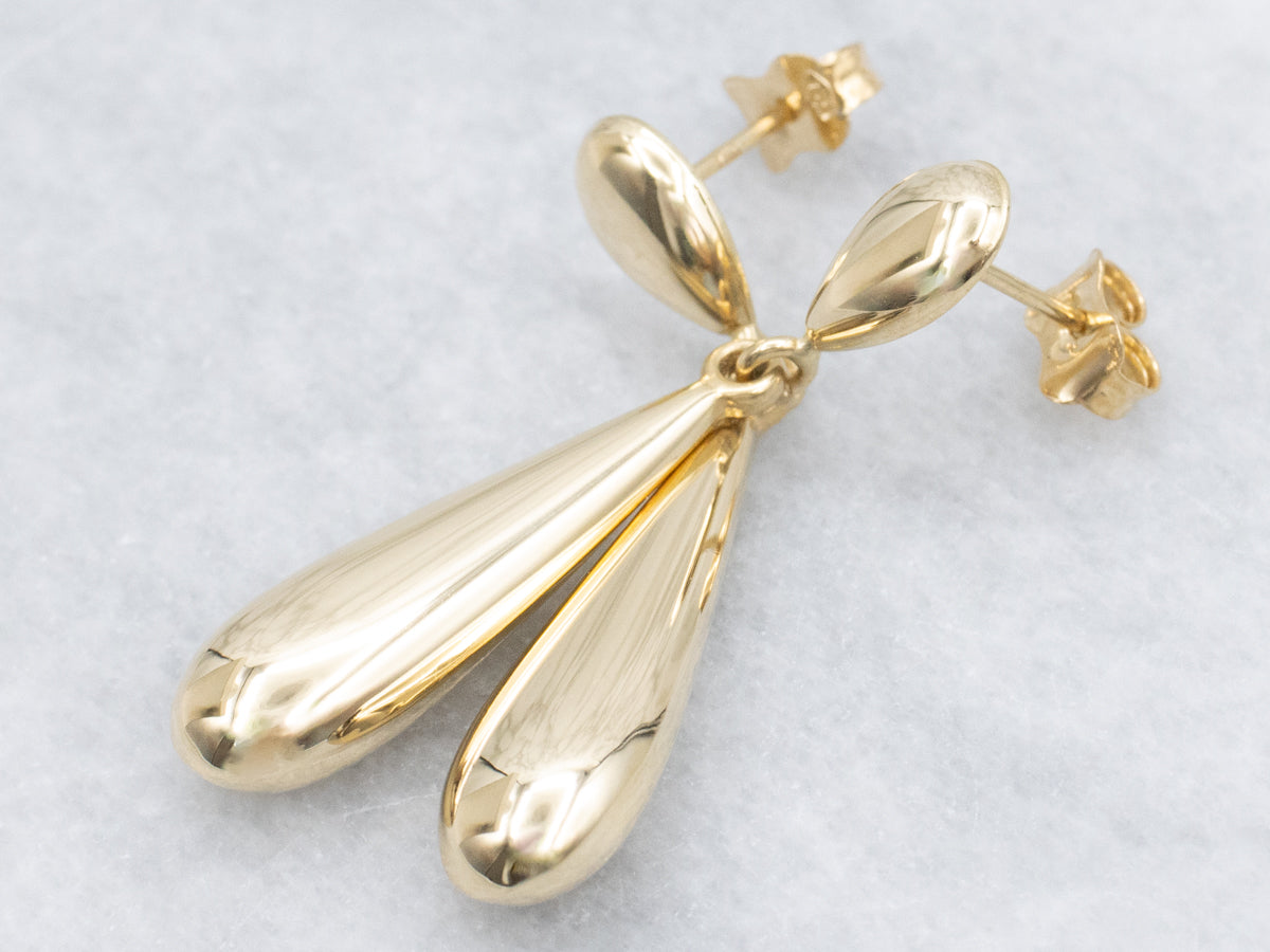 18-Karat Yellow Gold Puffed Teardrop Earrings