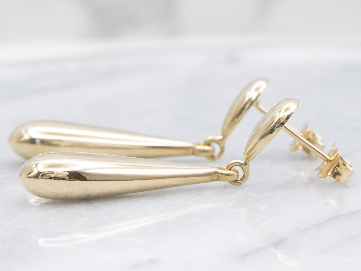 18-Karat Yellow Gold Puffed Teardrop Earrings