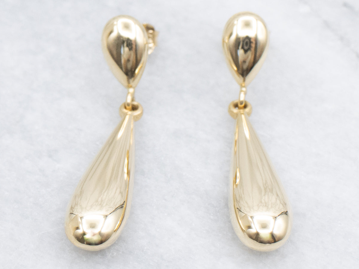 18-Karat Yellow Gold Puffed Teardrop Earrings