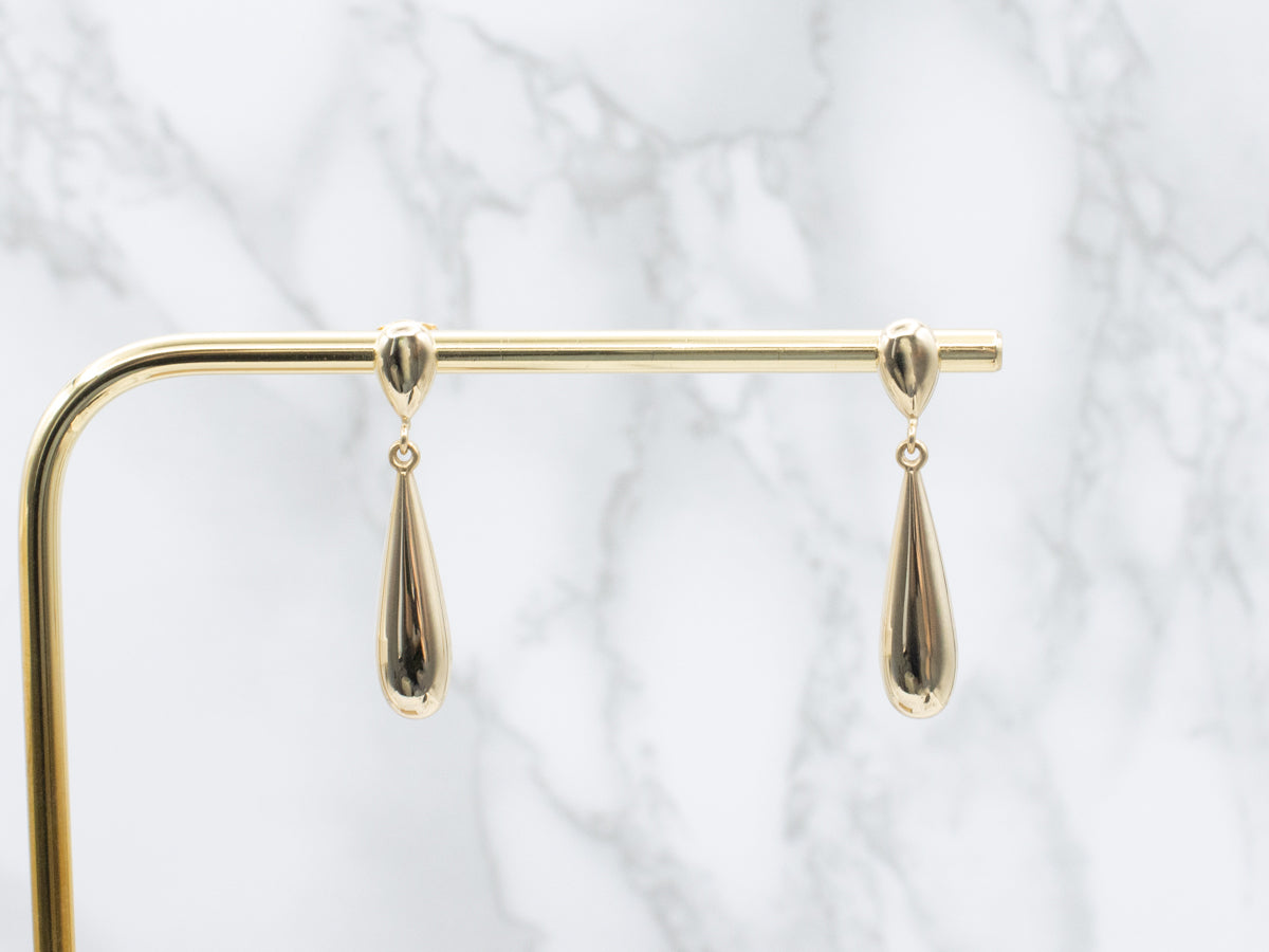 18-Karat Yellow Gold Puffed Teardrop Earrings