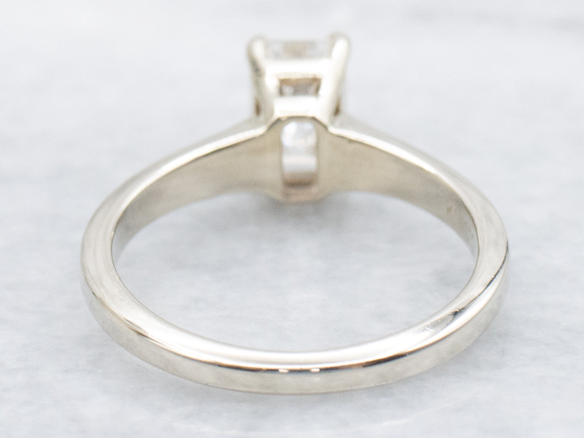 Emerald-Cut Diamond Solitaire White Gold Engagement Ring