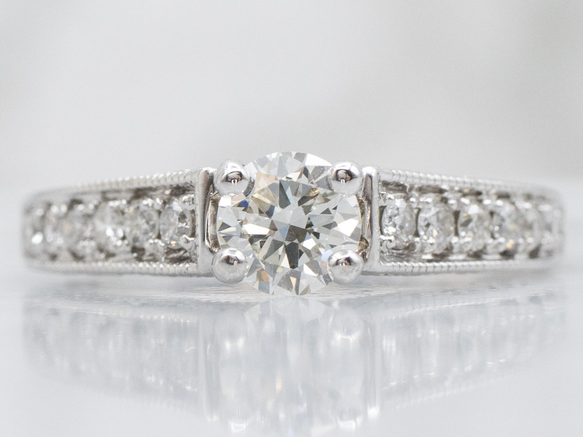 Round Brilliant Botanical White Gold Engagement Ring
