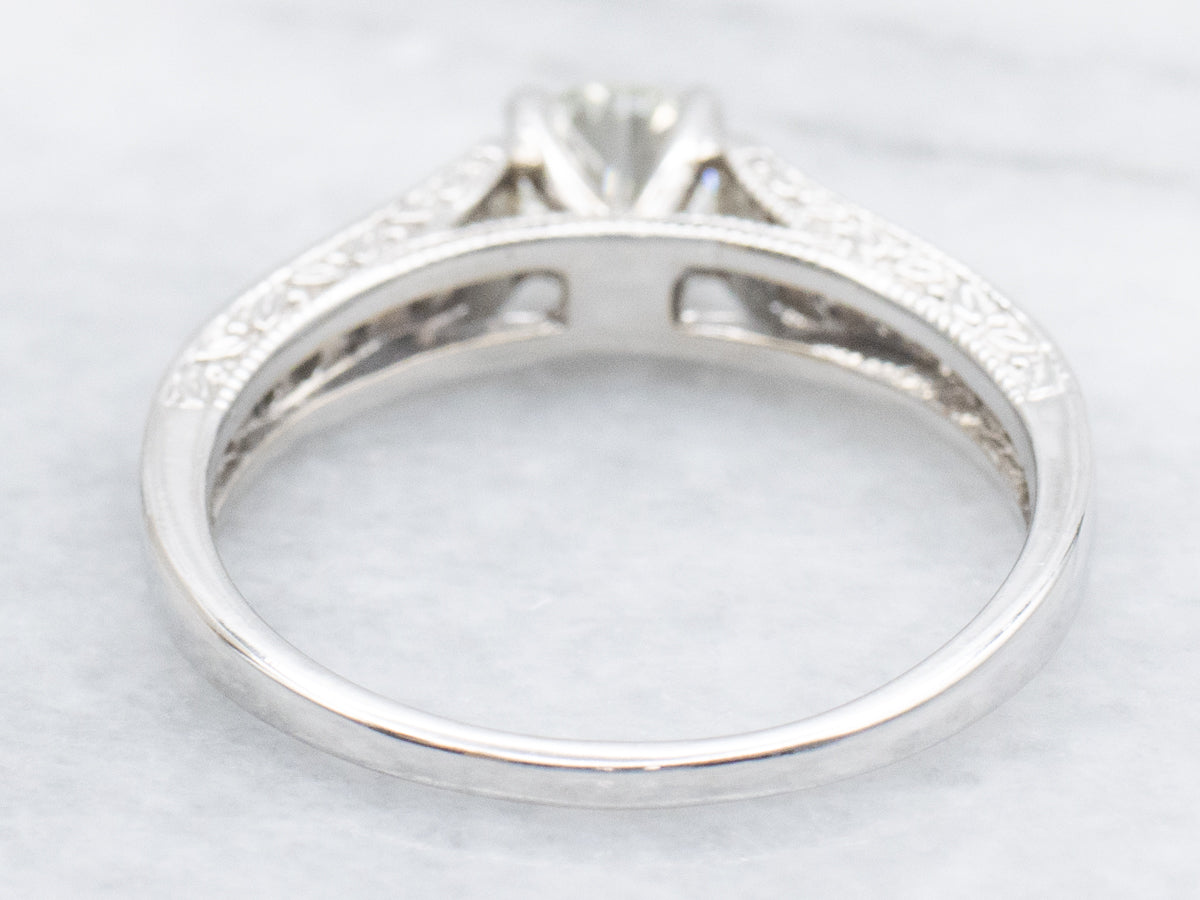 Round Brilliant Botanical White Gold Engagement Ring