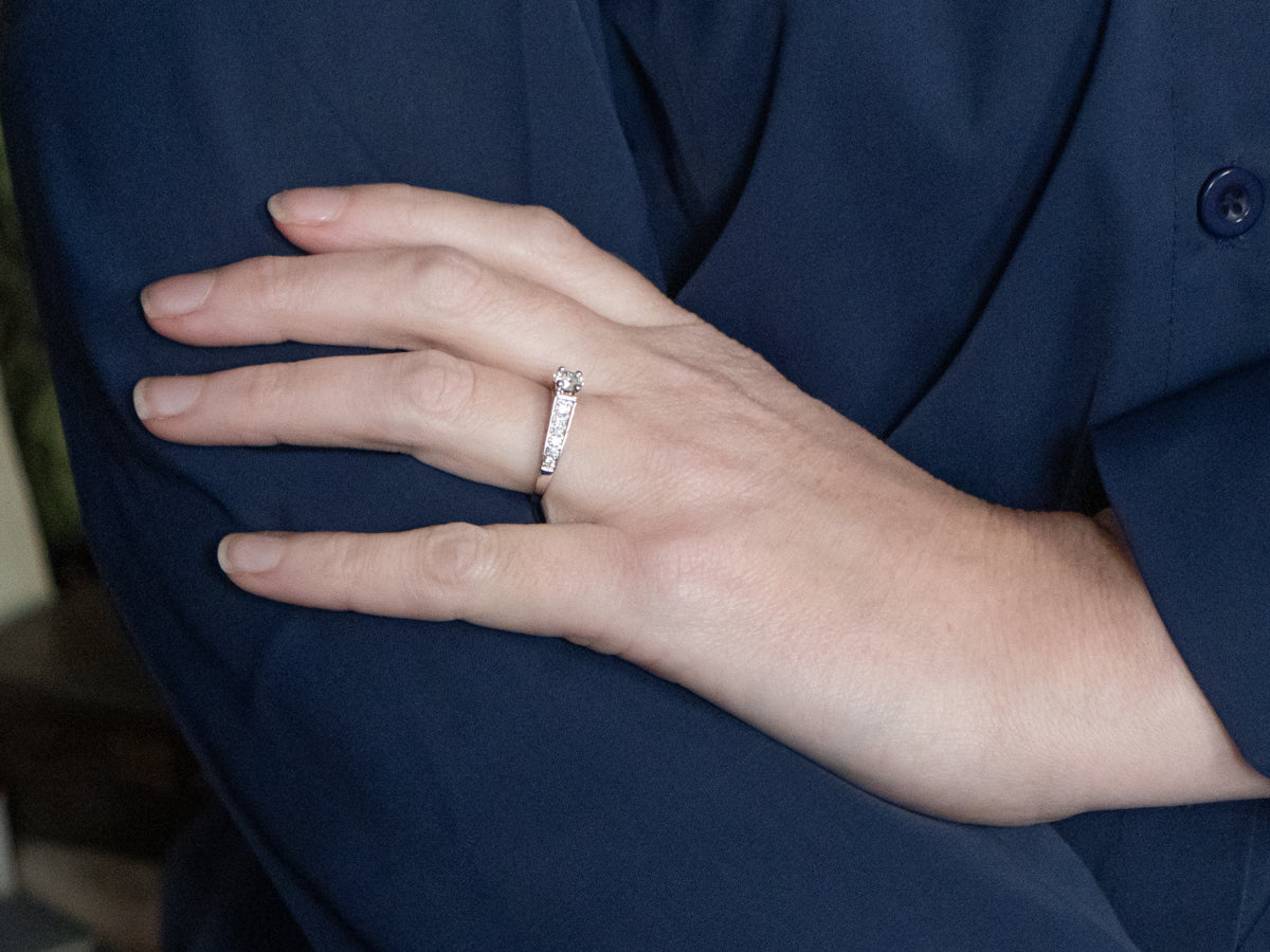Round Brilliant Botanical White Gold Engagement Ring