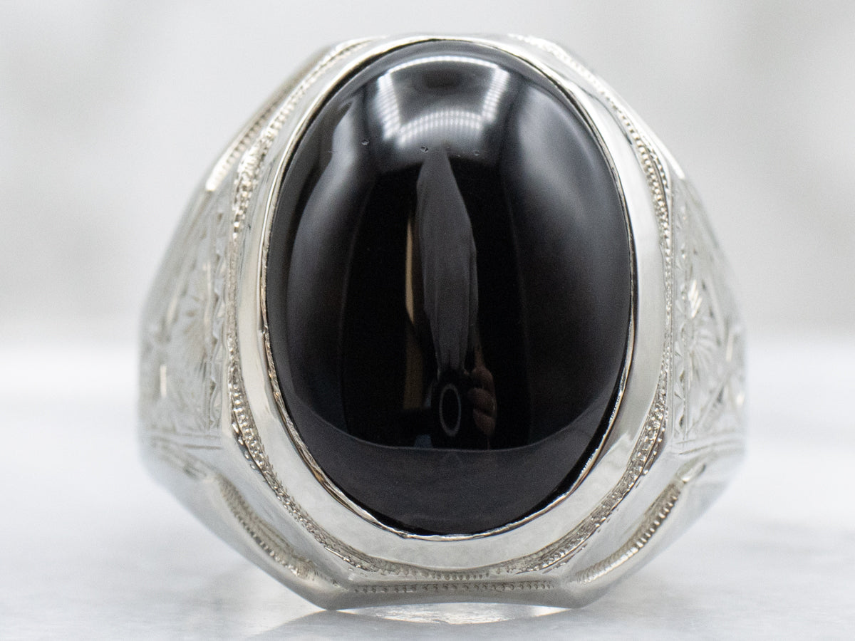 Men's Antique Gold and Onyx Ostby and Barton Statement Ring