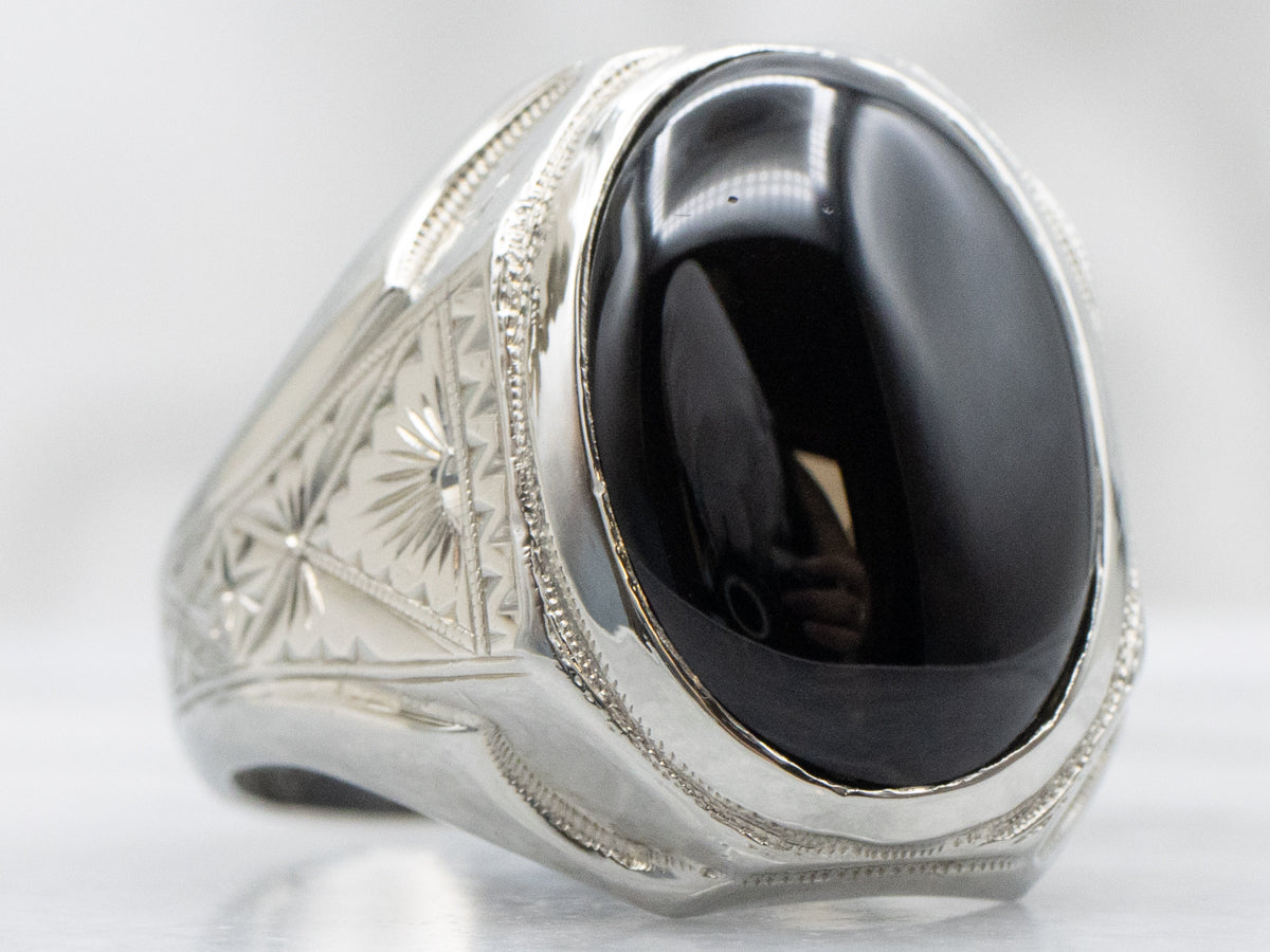 Men's Antique Gold and Onyx Ostby and Barton Statement Ring