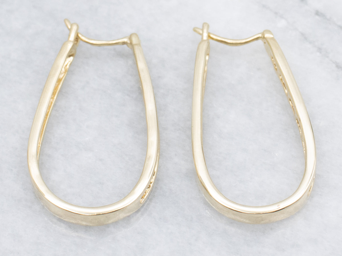 Champagne Diamond Yellow Gold Hoop Earrings