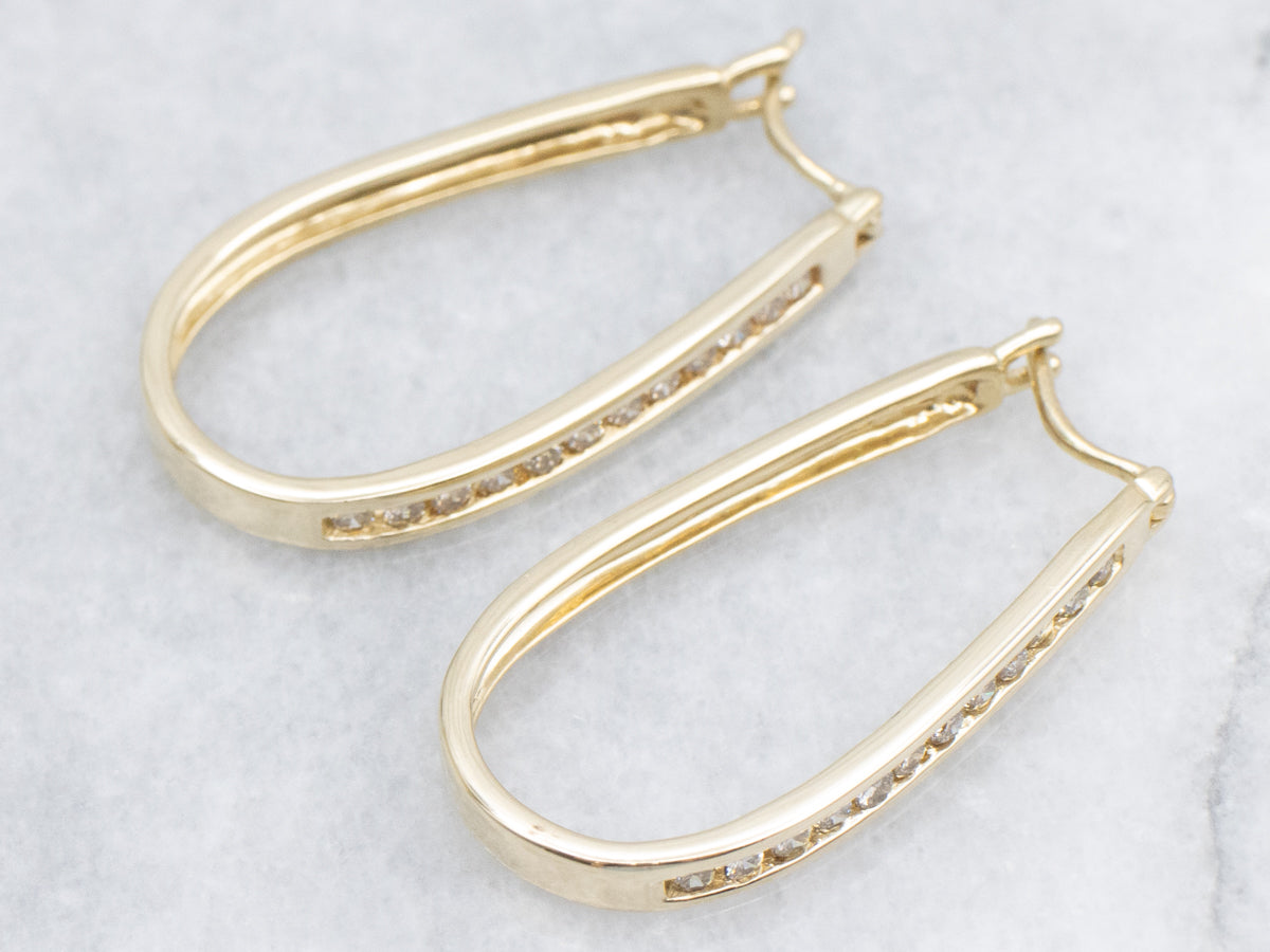 Champagne Diamond Yellow Gold Hoop Earrings
