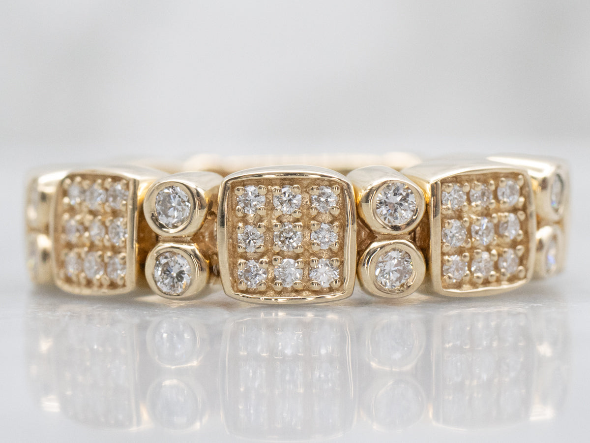 Bezel-Set Diamond Yellow Gold Flex Band
