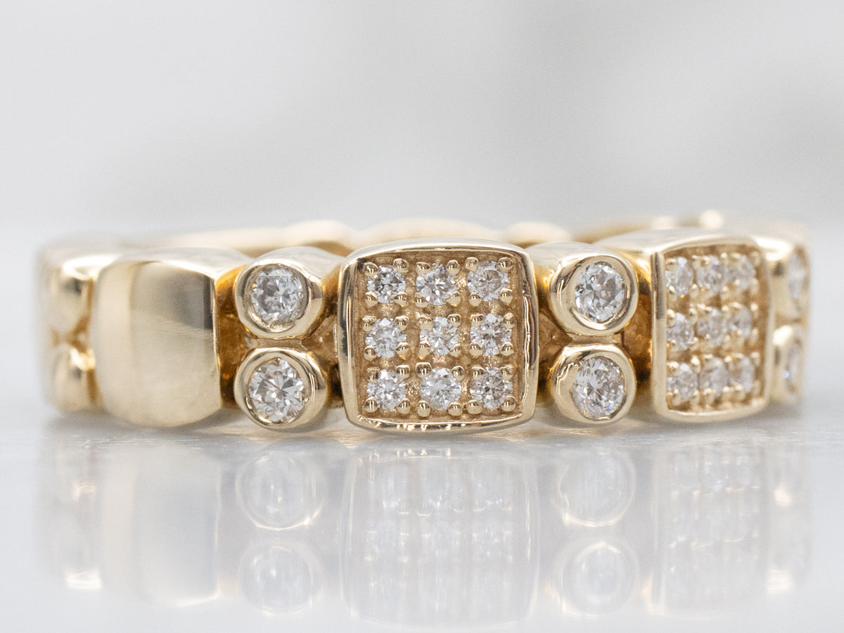 Bezel-Set Diamond Yellow Gold Flex Band