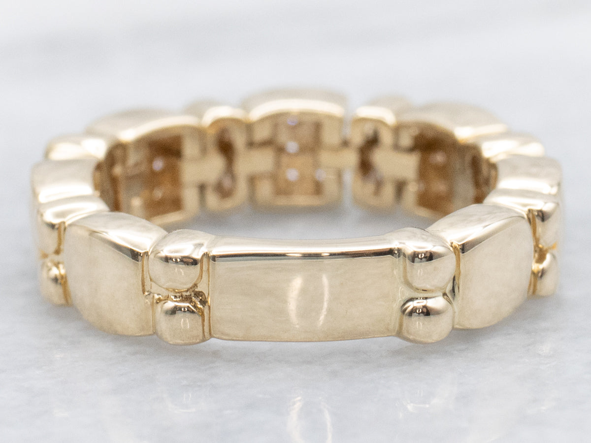 Bezel-Set Diamond Yellow Gold Flex Band