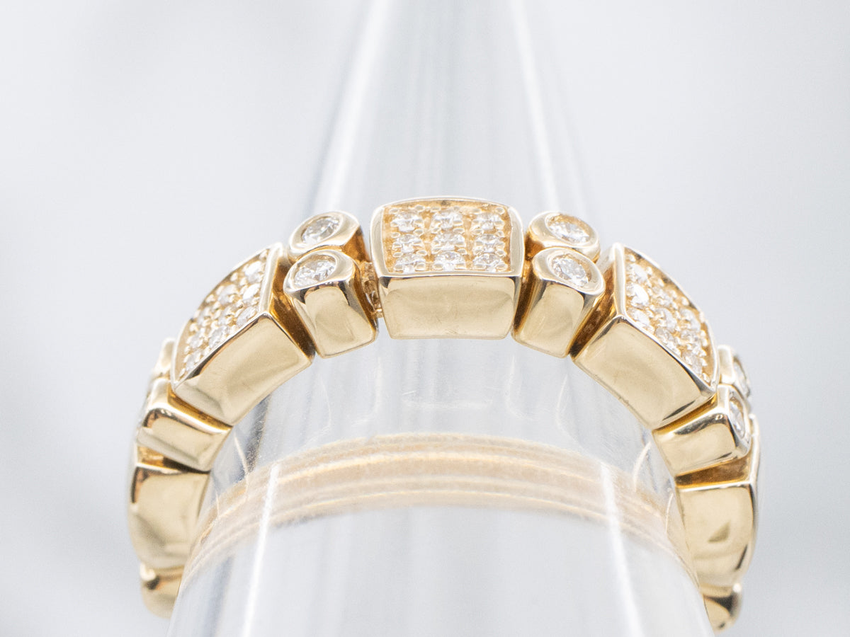 Bezel-Set Diamond Yellow Gold Flex Band