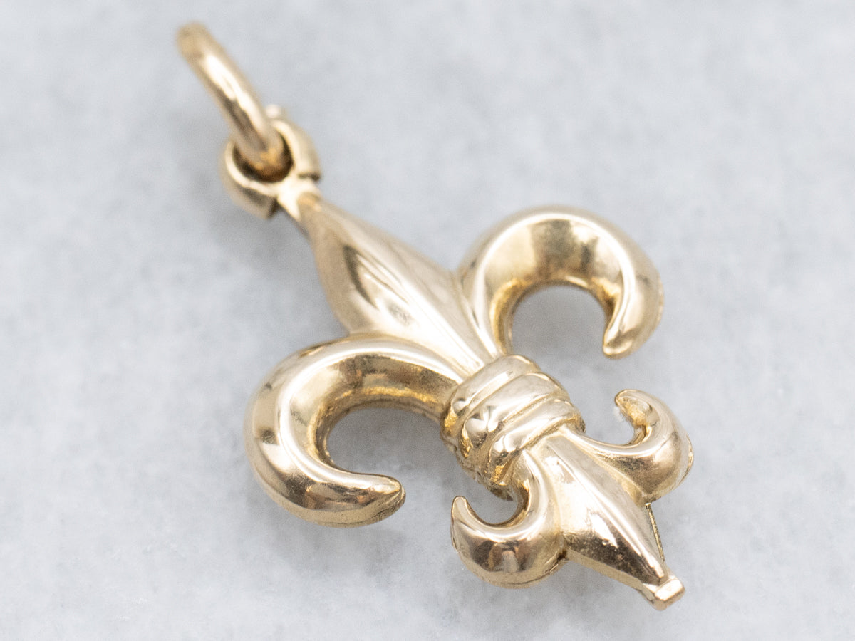 Yellow Gold Fleur de Lis Charm Pendant