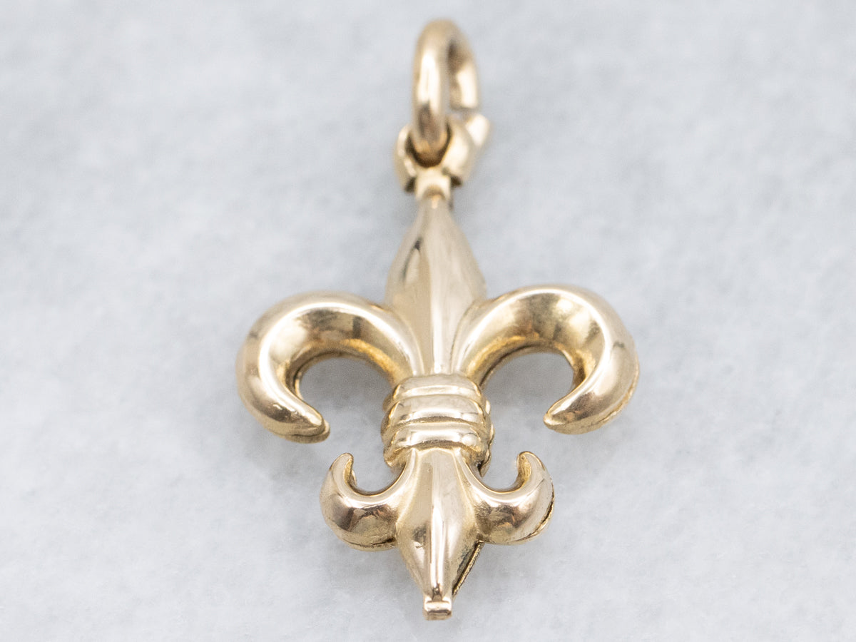 Yellow Gold Fleur de Lis Charm Pendant