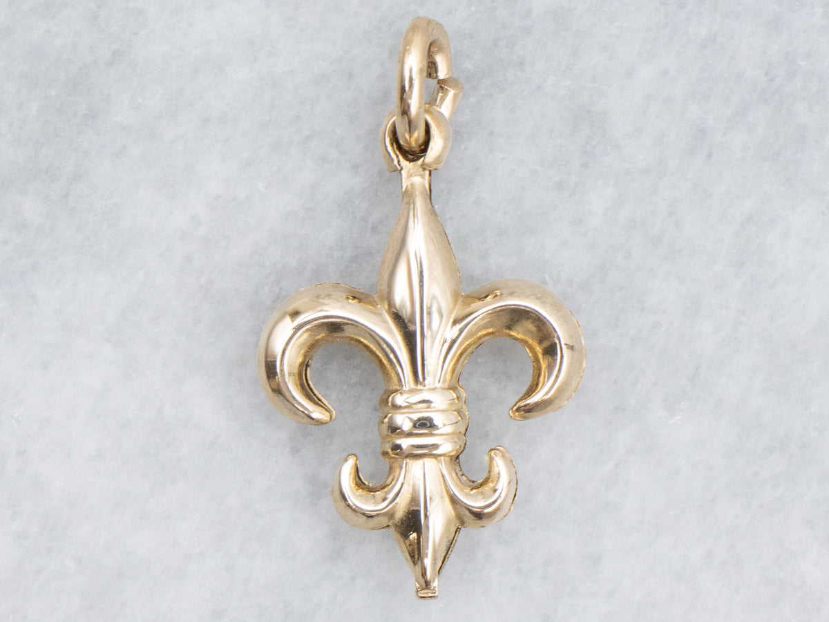 Yellow Gold Fleur de Lis Charm Pendant