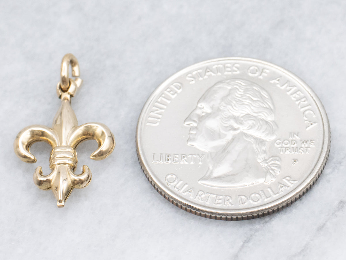 Yellow Gold Fleur de Lis Charm Pendant