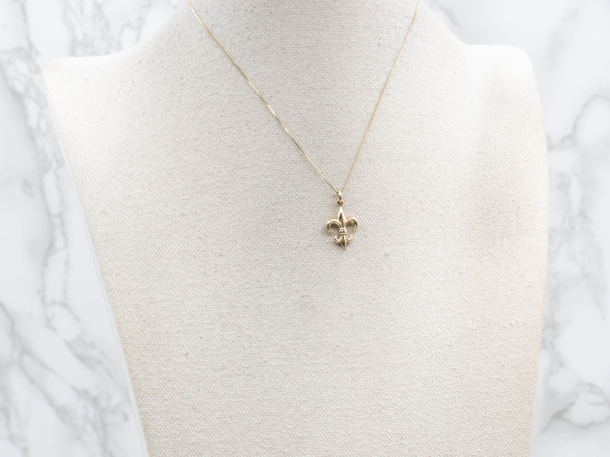 Yellow Gold Fleur de Lis Charm Pendant