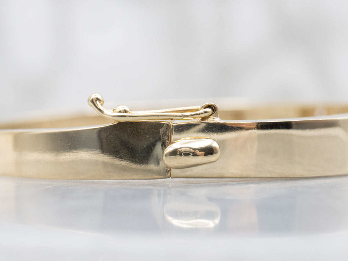 Bar-Set Diamond Yellow Gold Hinged Bangle Bracelet