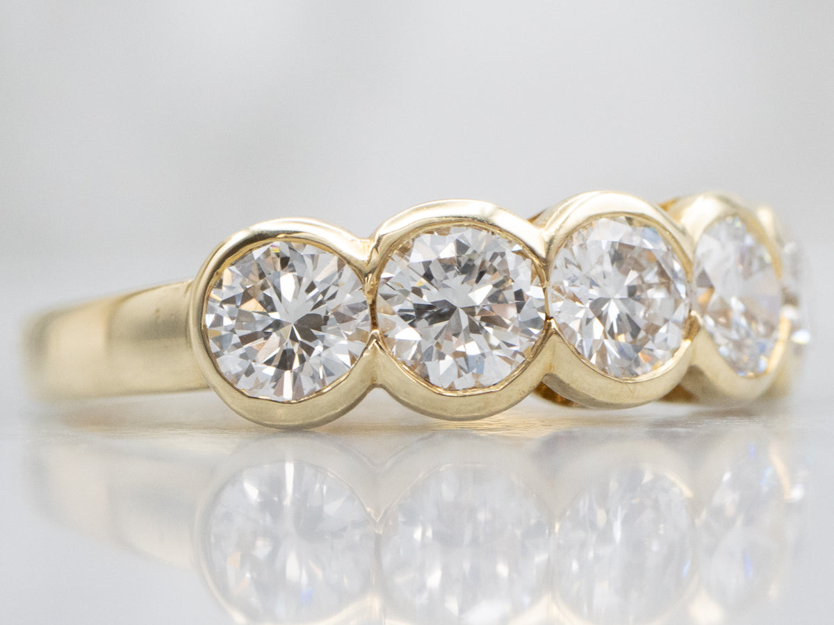 Bezel Set Diamond Yellow Gold Band