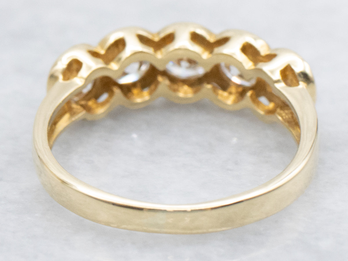 Bezel Set Diamond Yellow Gold Band