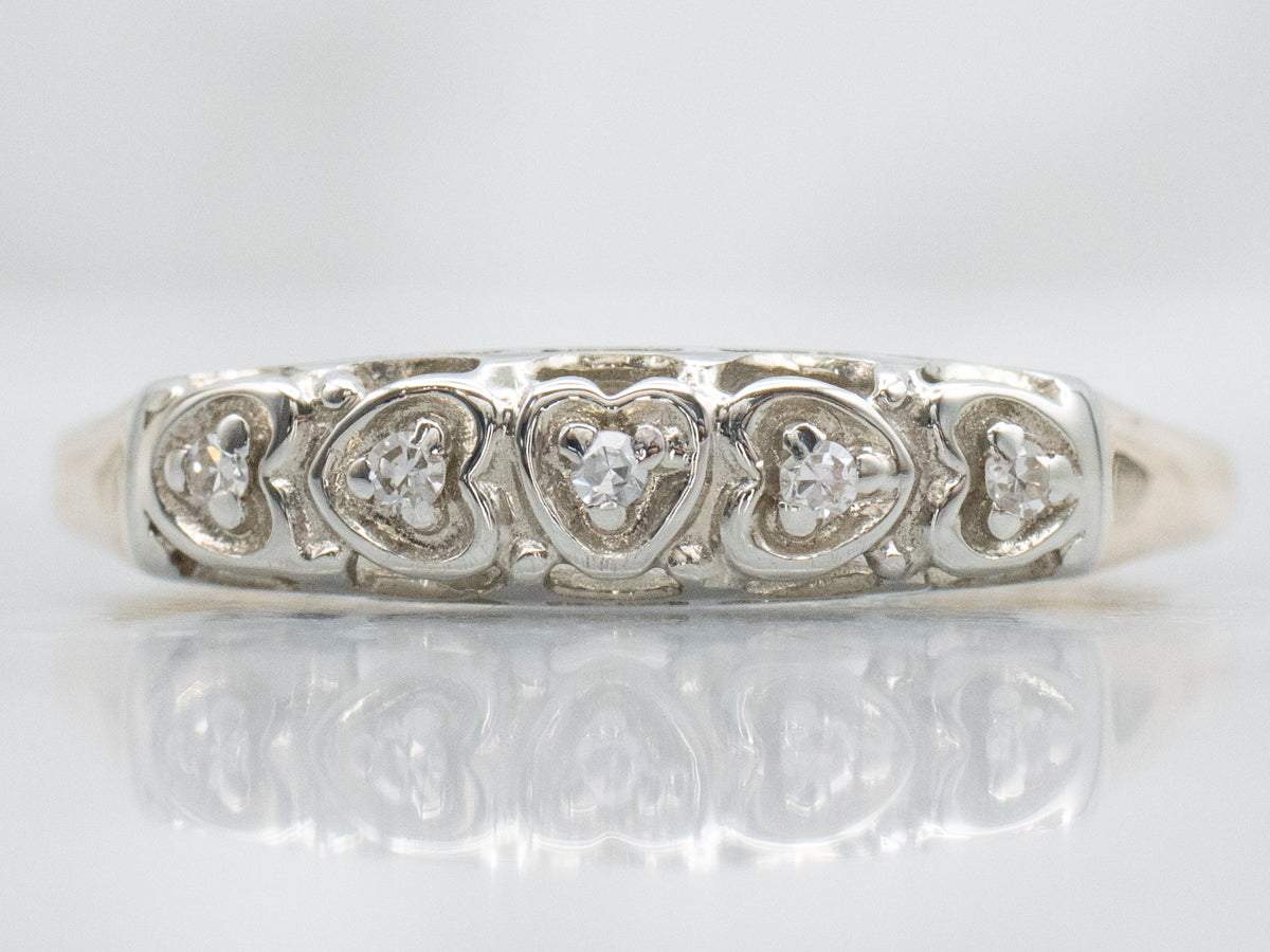 Vintage Diamond Sweetheart Two-Tone Gold Band