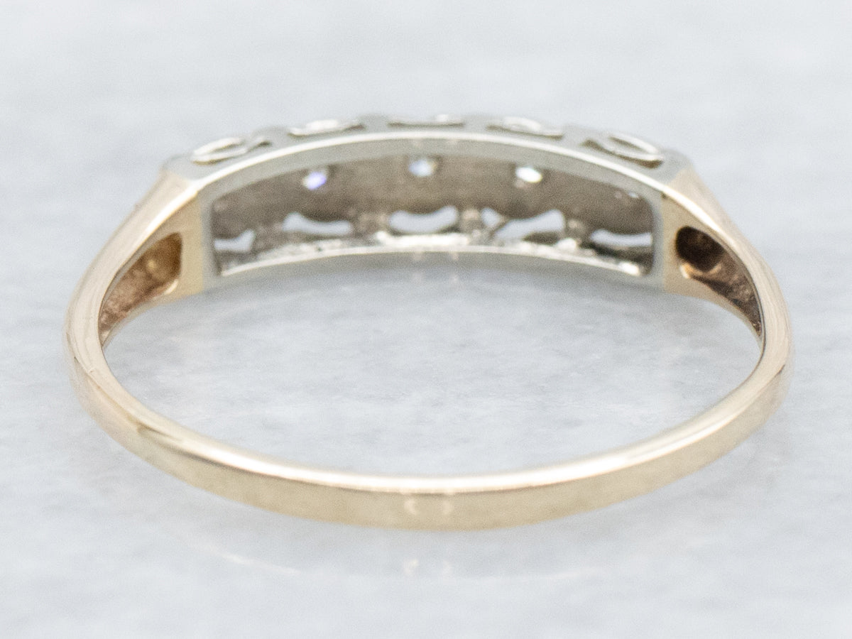Vintage Diamond Sweetheart Two-Tone Gold Band