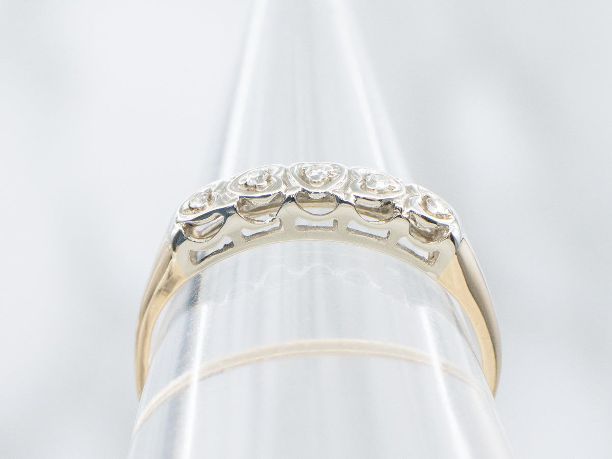 Vintage Diamond Sweetheart Two-Tone Gold Band