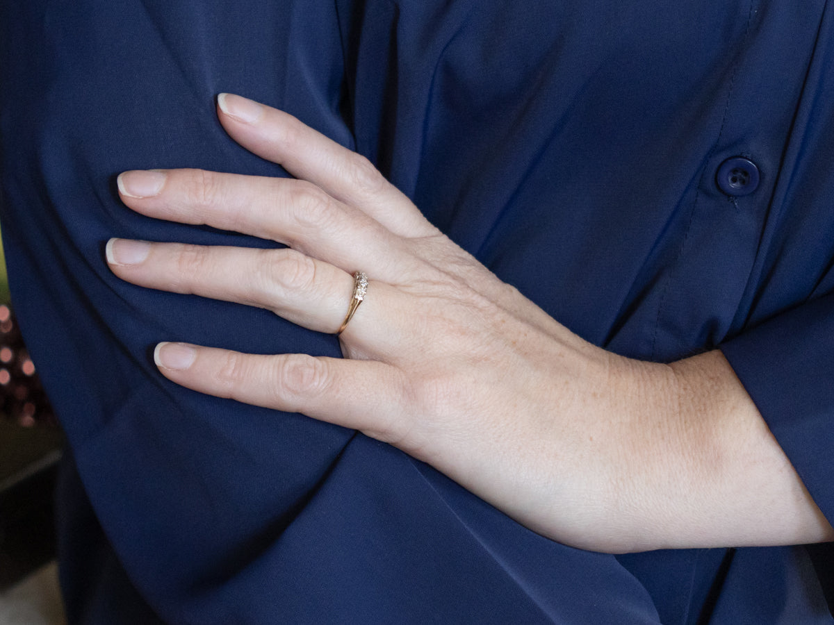 Vintage Diamond Sweetheart Two-Tone Gold Band