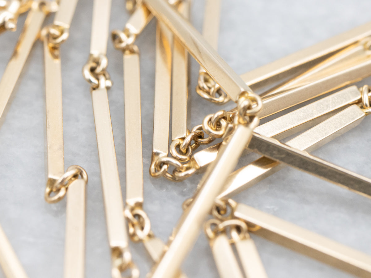 Long 25-Inch Gold Bar Link Chain