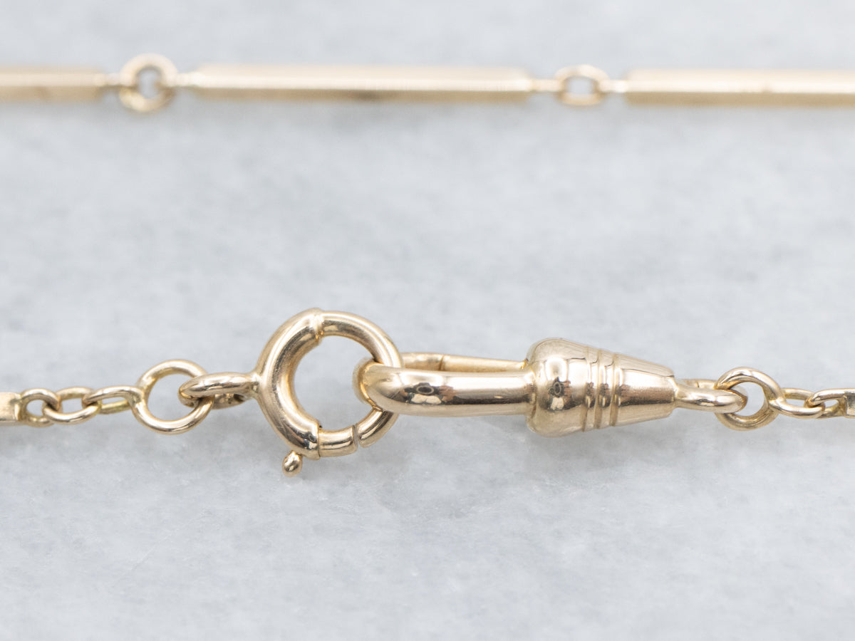 Long 25-Inch Gold Bar Link Chain