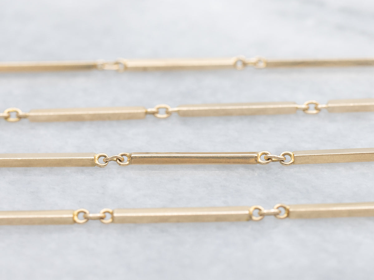 Long 25-Inch Gold Bar Link Chain