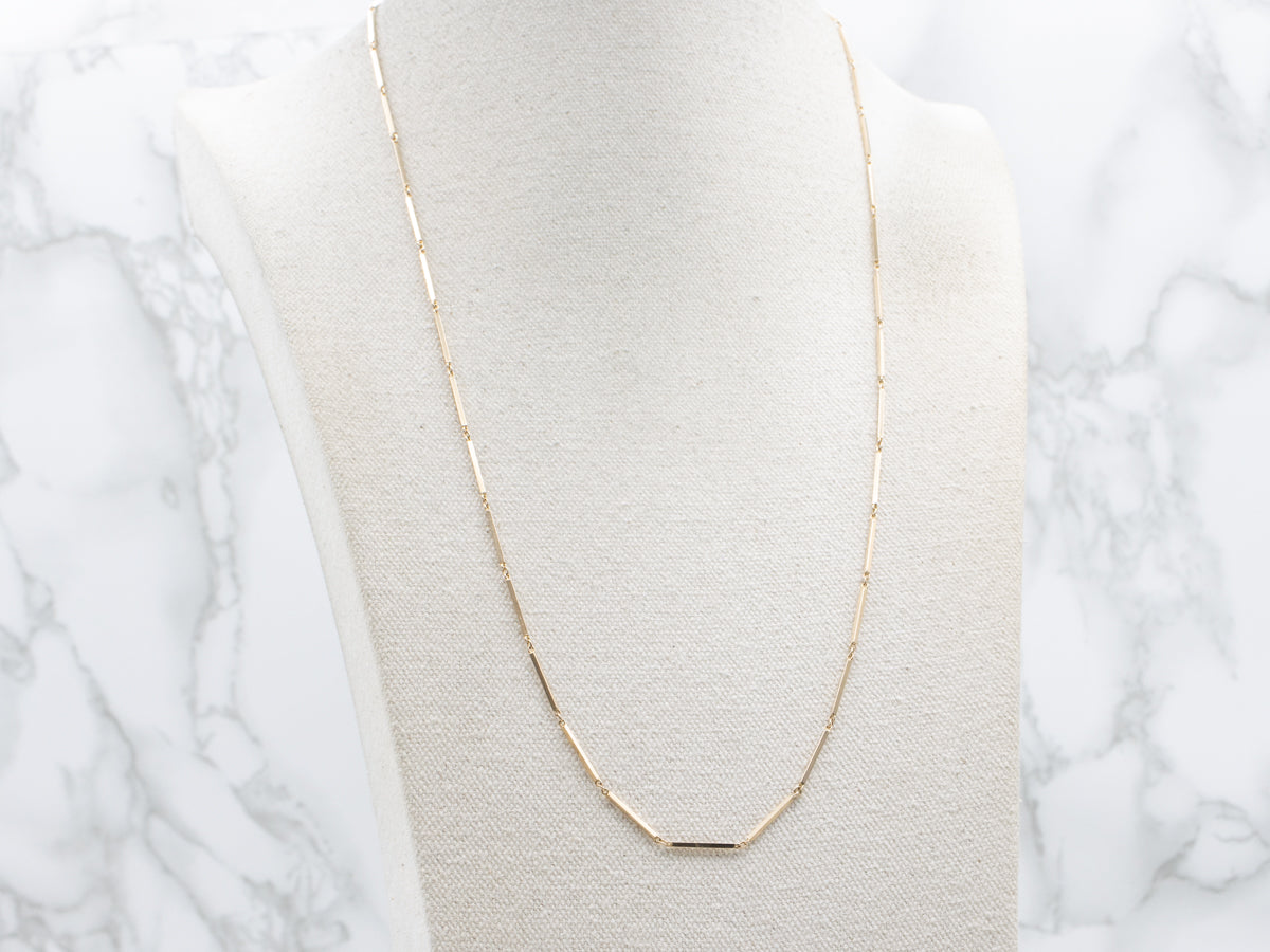 Long 25-Inch Gold Bar Link Chain