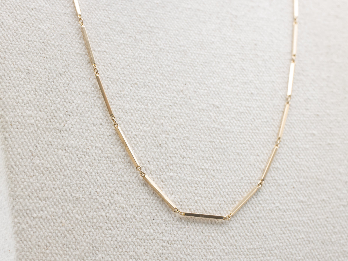 Long 25-Inch Gold Bar Link Chain