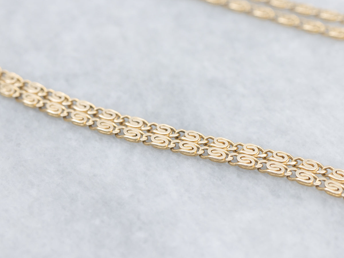 Flat Yellow Italian Gold Snail Chain