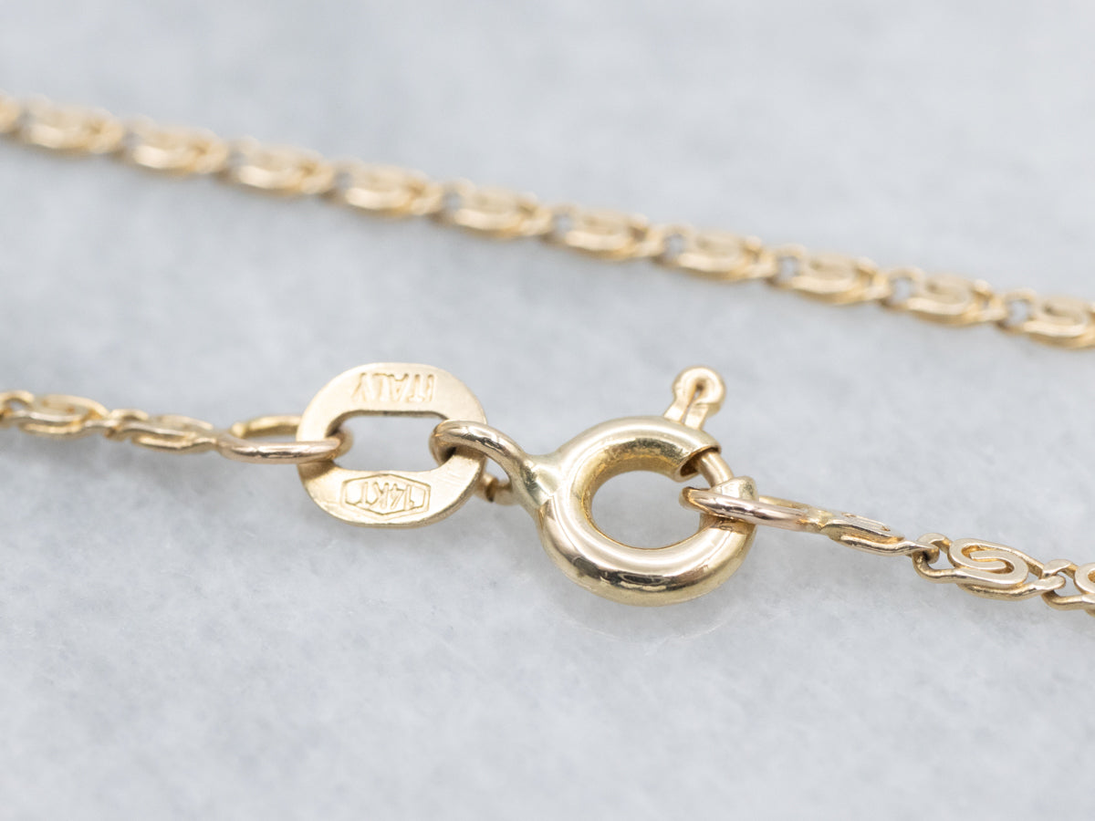 Flat Yellow Italian Gold Snail Chain