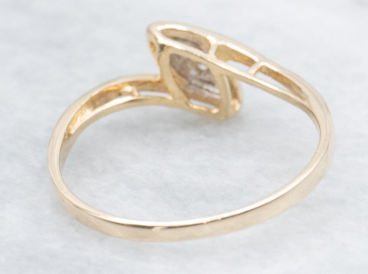 Vintage Gold and Diamond Navette Bypass Ring