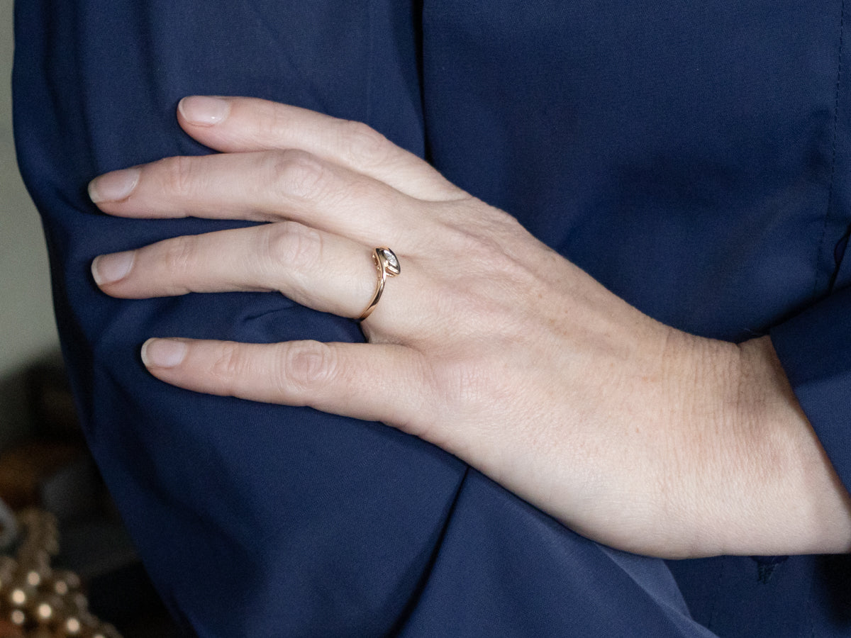 Vintage Gold and Diamond Navette Bypass Ring