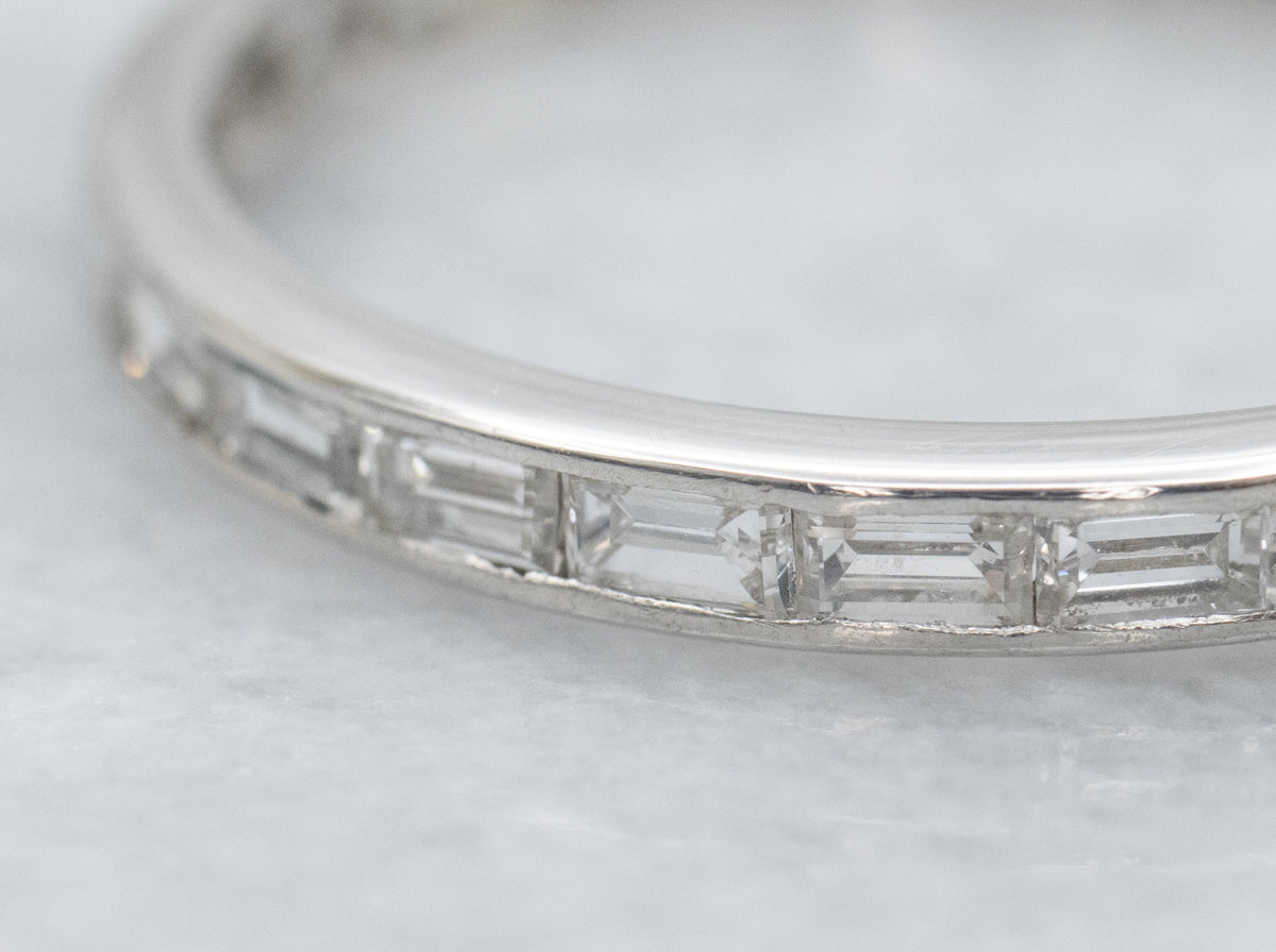 White Gold Baguette-Cut Diamond Eternity Band