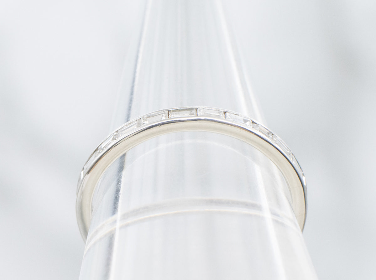 White Gold Baguette-Cut Diamond Eternity Band