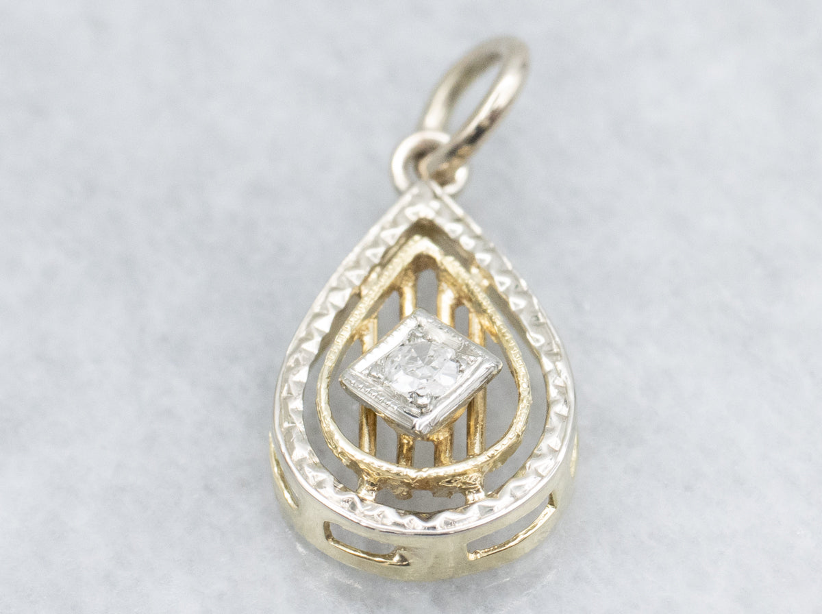 Diamond Vintage Teardrop Stickpin Conversion Pendant