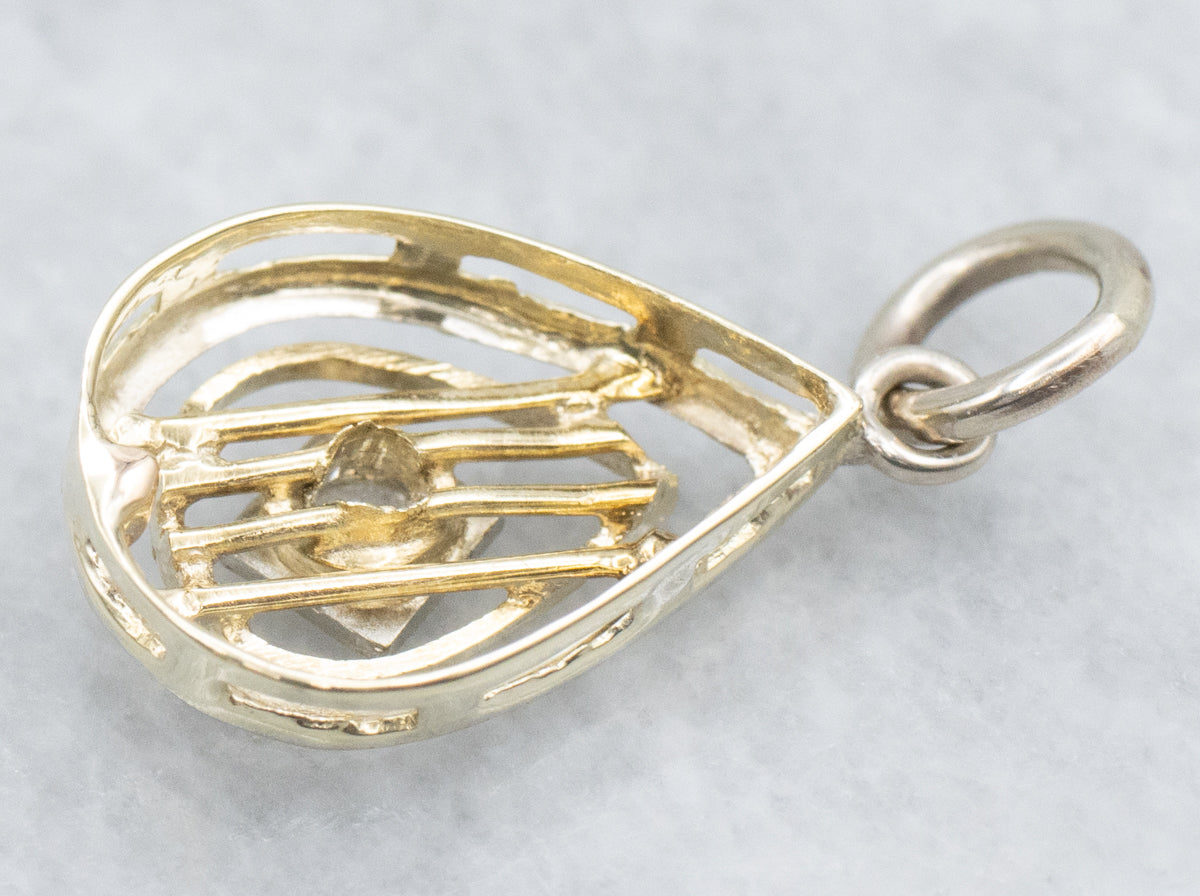 Diamond Vintage Teardrop Stickpin Conversion Pendant