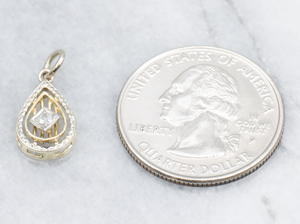 Diamond Vintage Teardrop Stickpin Conversion Pendant